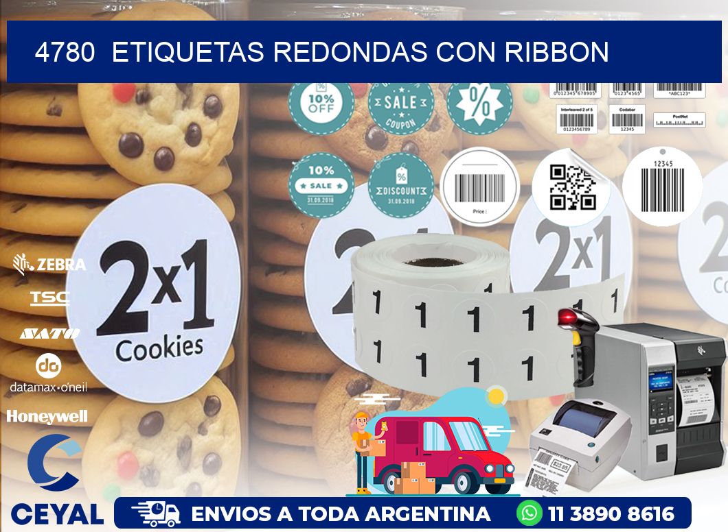 4780  ETIQUETAS REDONDAS CON RIBBON