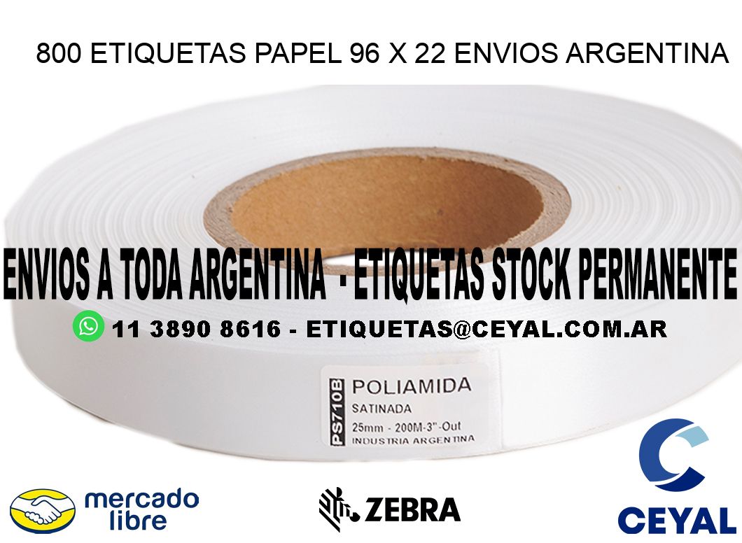 800 ETIQUETAS PAPEL 96 x 22 ENVIOS ARGENTINA