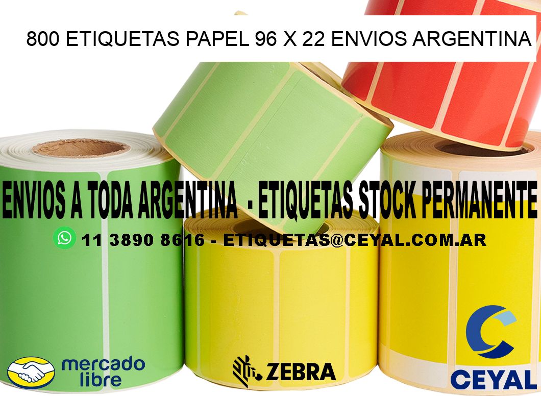 800 ETIQUETAS PAPEL 96 x 22 ENVIOS ARGENTINA