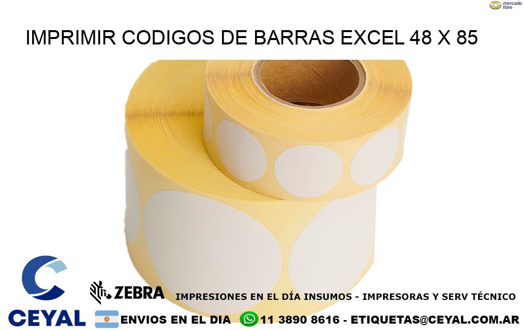 IMPRIMIR CODIGOS DE BARRAS EXCEL 48 x 85