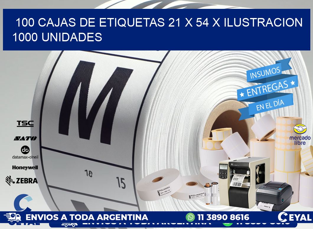 100 CAJAS DE ETIQUETAS 21 x 54 X ILUSTRACION 1000 UNIDADES