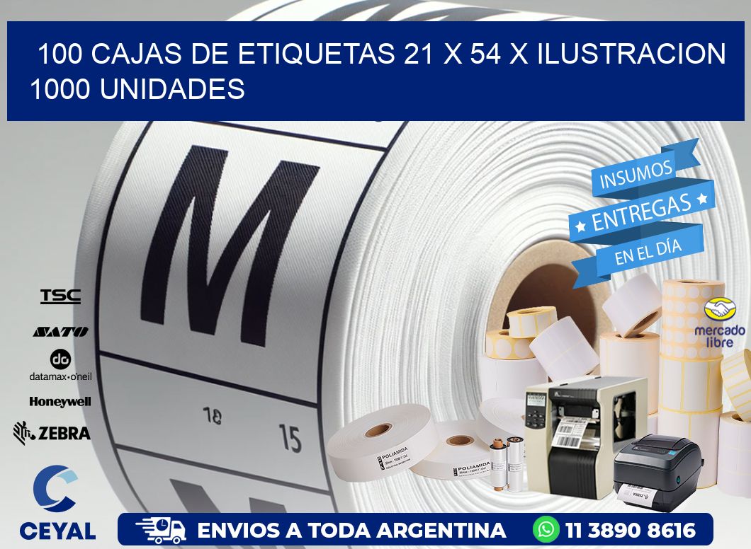 100 CAJAS DE ETIQUETAS 21 x 54 X ILUSTRACION 1000 UNIDADES