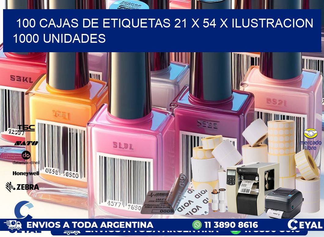 100 CAJAS DE ETIQUETAS 21 x 54 X ILUSTRACION 1000 UNIDADES