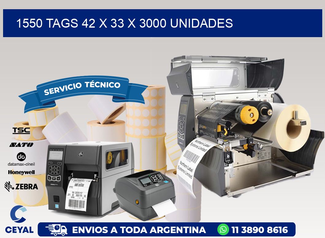 1550 TAGS 42 x 33 X 3000 UNIDADES