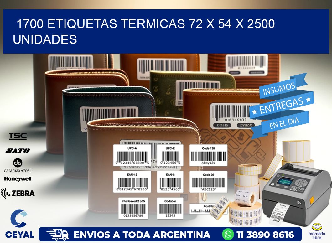 1700 ETIQUETAS TERMICAS 72 x 54 X 2500 UNIDADES