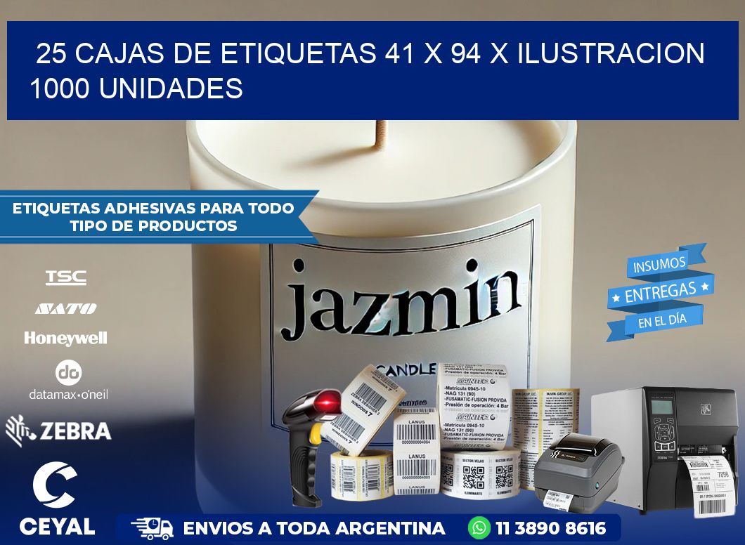 25 CAJAS DE ETIQUETAS 41 x 94 X ILUSTRACION 1000 UNIDADES