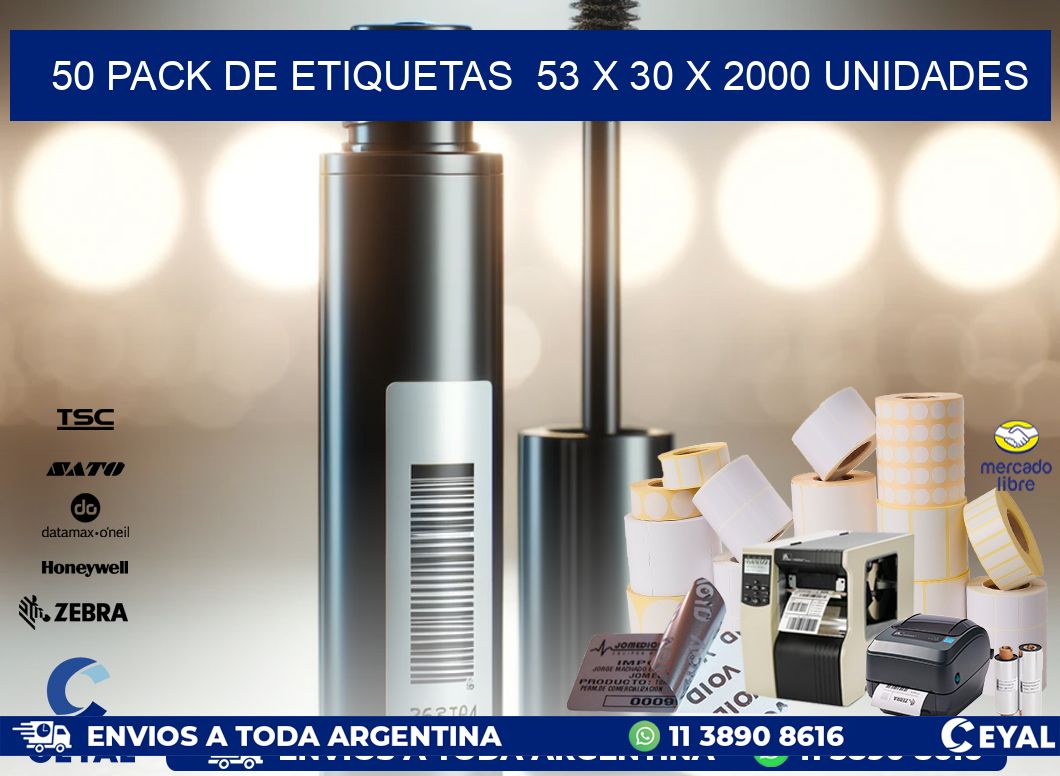 50 PACK DE ETIQUETAS  53 x 30 X 2000 UNIDADES