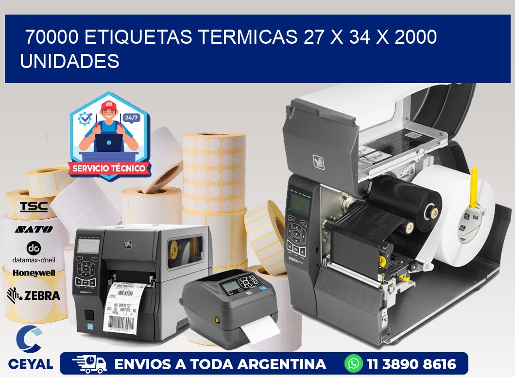 70000 ETIQUETAS TERMICAS 27 x 34 X 2000 UNIDADES