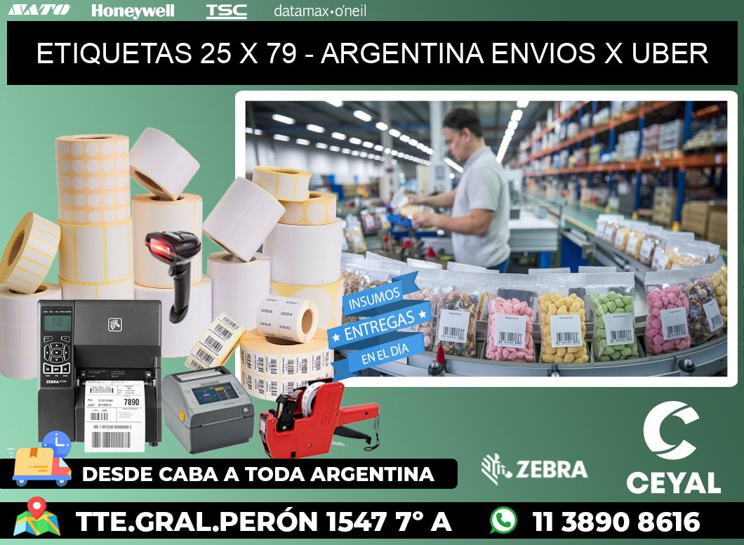 ETIQUETAS 25 x 79 - ARGENTINA ENVIOS X UBER