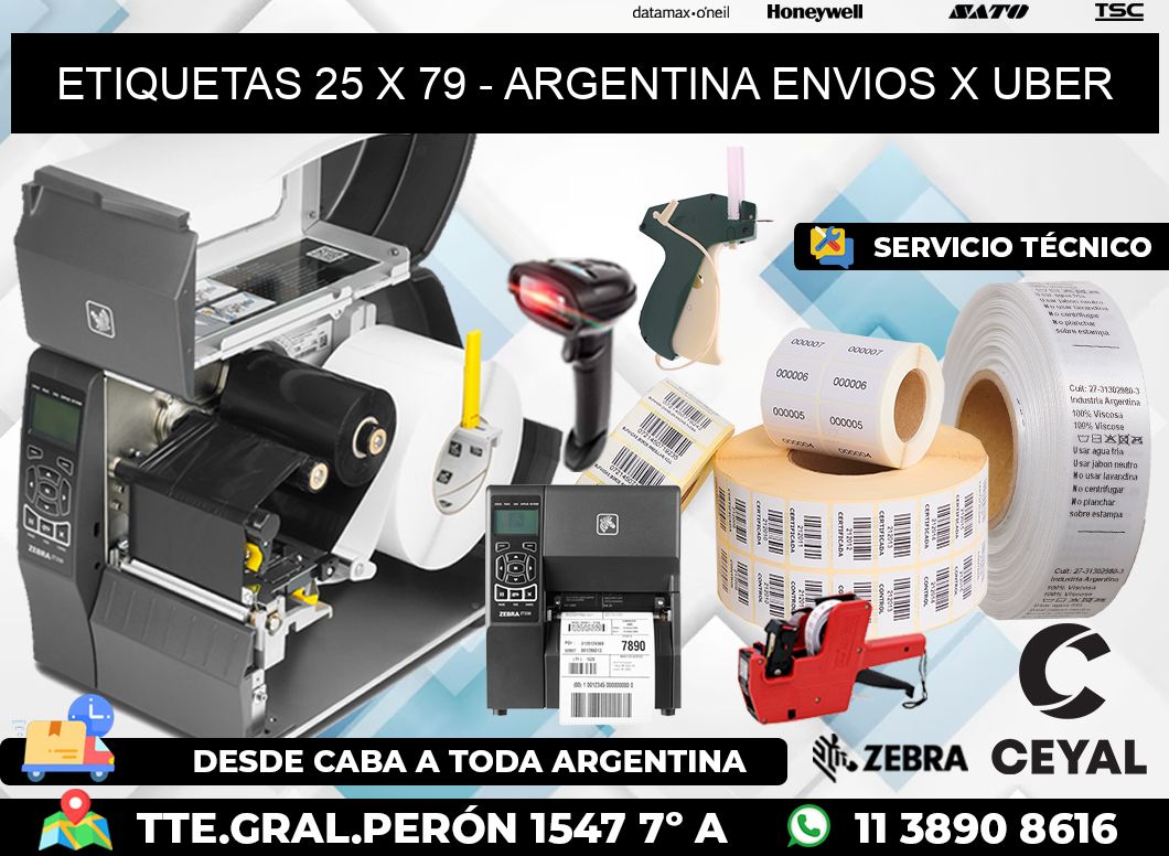 ETIQUETAS 25 x 79 - ARGENTINA ENVIOS X UBER