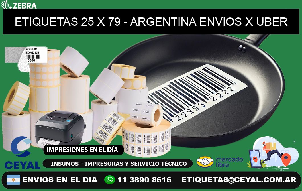 ETIQUETAS 25 x 79 - ARGENTINA ENVIOS X UBER