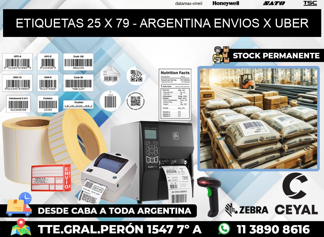 ETIQUETAS 25 x 79 – ARGENTINA ENVIOS X UBER