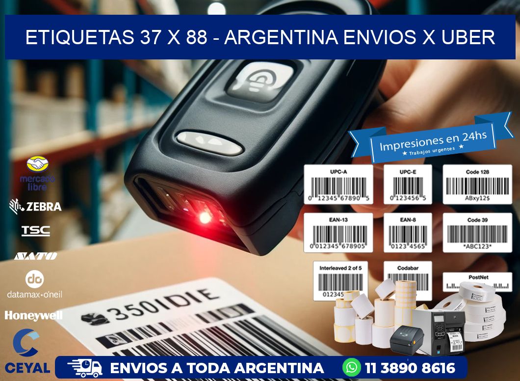 ETIQUETAS 37 x 88 - ARGENTINA ENVIOS X UBER