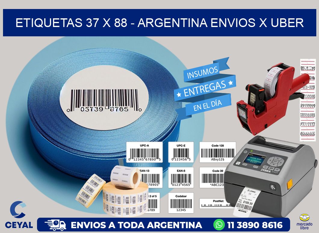 ETIQUETAS 37 x 88 - ARGENTINA ENVIOS X UBER