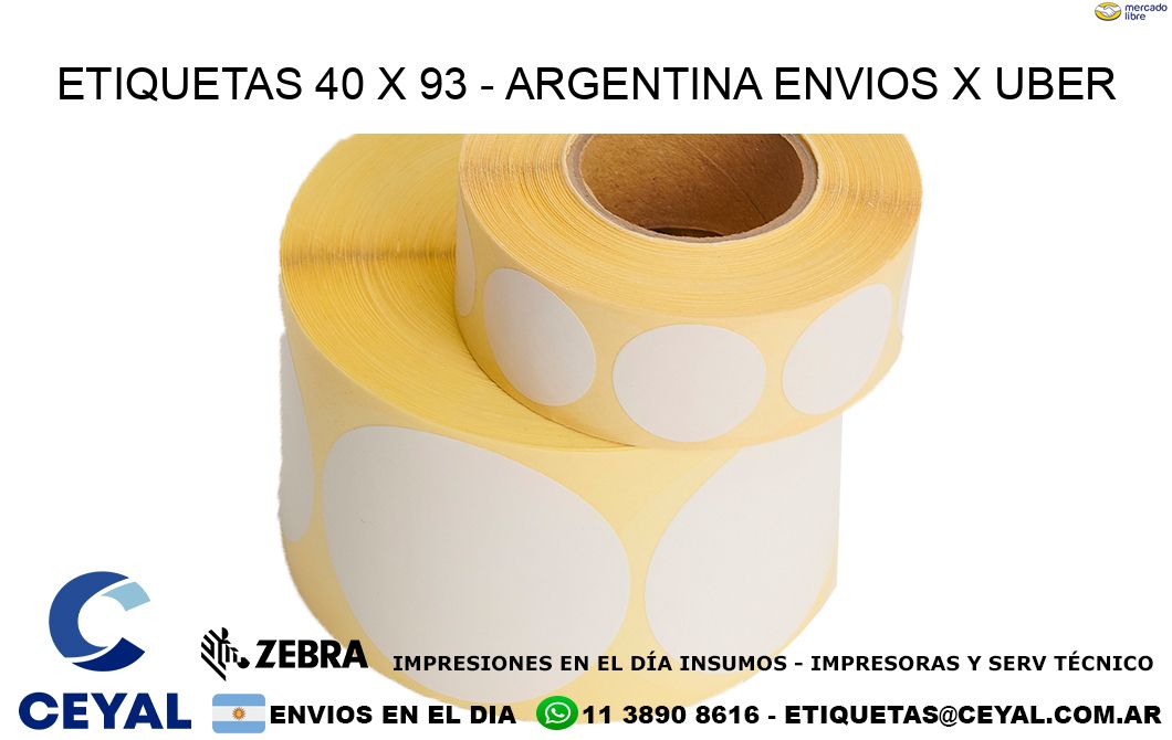 ETIQUETAS 40 x 93 - ARGENTINA ENVIOS X UBER