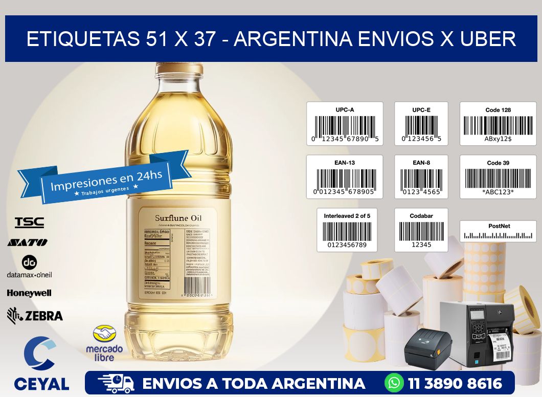 ETIQUETAS 51 x 37 - ARGENTINA ENVIOS X UBER