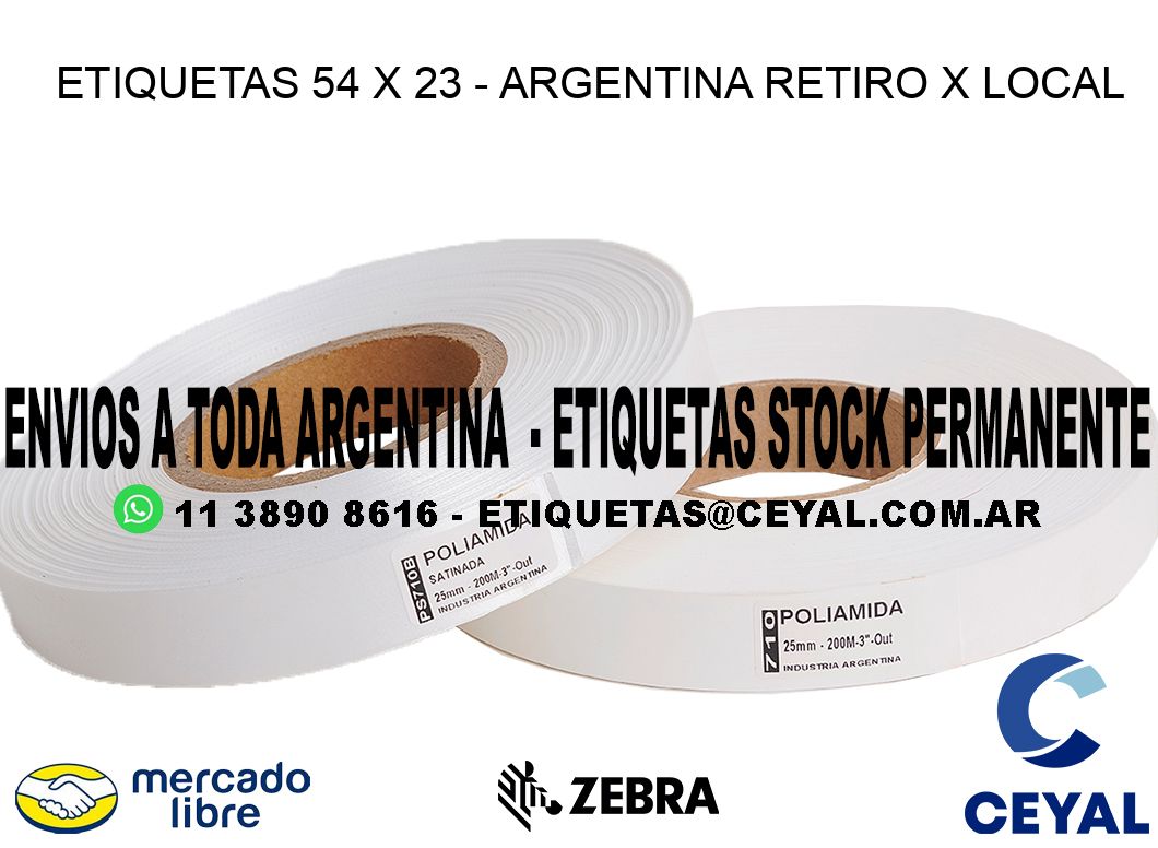 ETIQUETAS 54 x 23 - ARGENTINA RETIRO X LOCAL