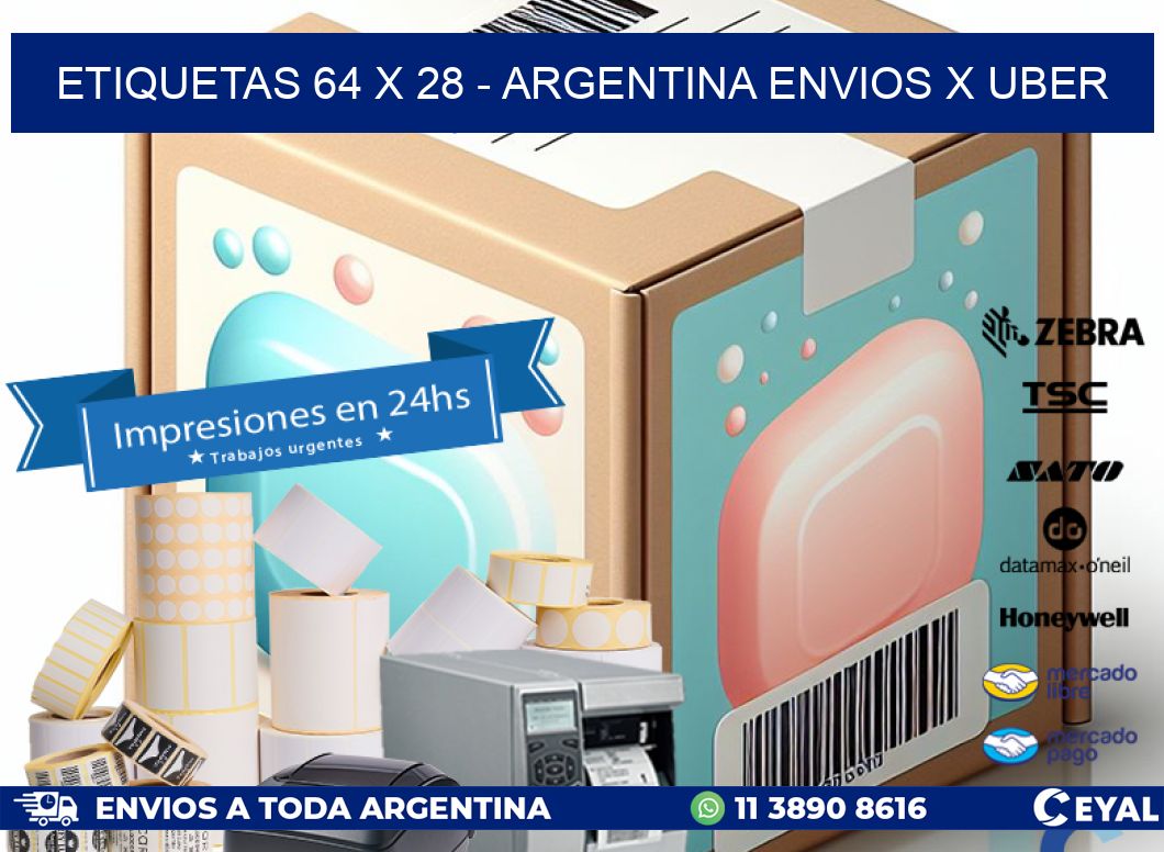 ETIQUETAS 64 x 28 - ARGENTINA ENVIOS X UBER