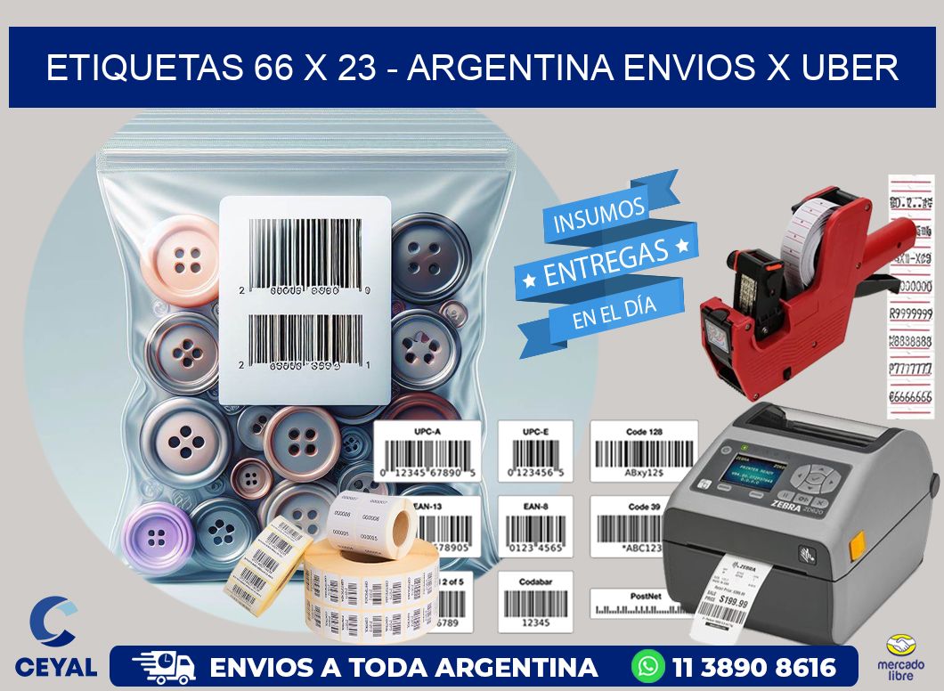 ETIQUETAS 66 x 23 - ARGENTINA ENVIOS X UBER