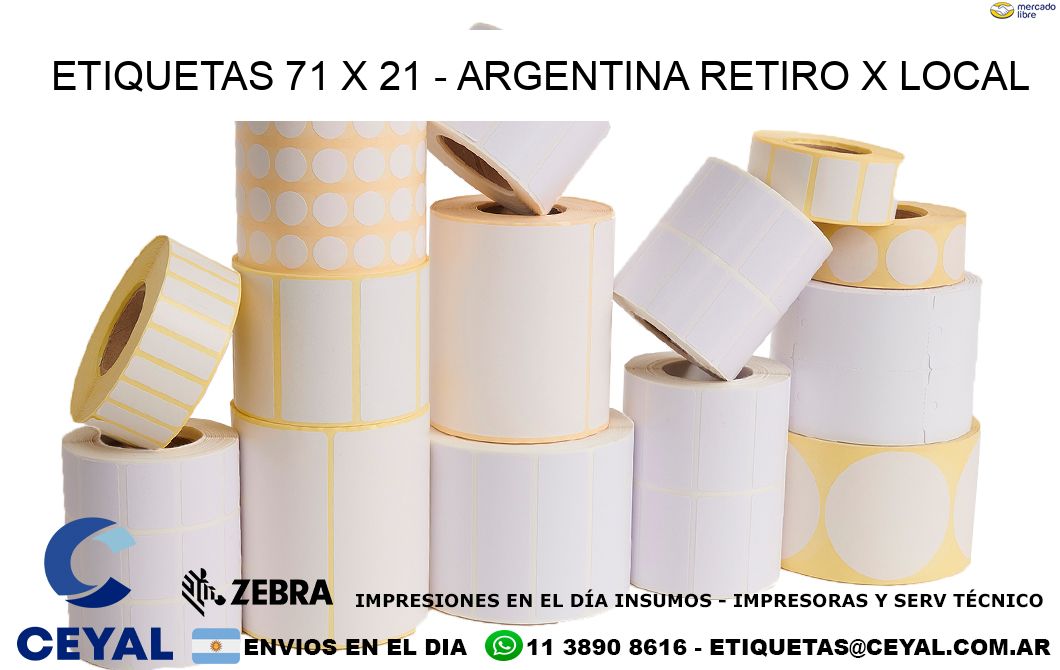 ETIQUETAS 71 x 21 - ARGENTINA RETIRO X LOCAL