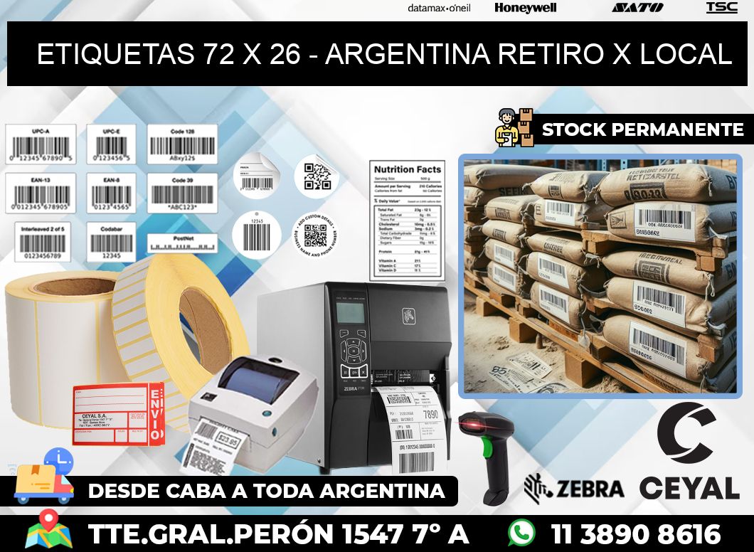 ETIQUETAS 72 x 26 – ARGENTINA RETIRO X LOCAL