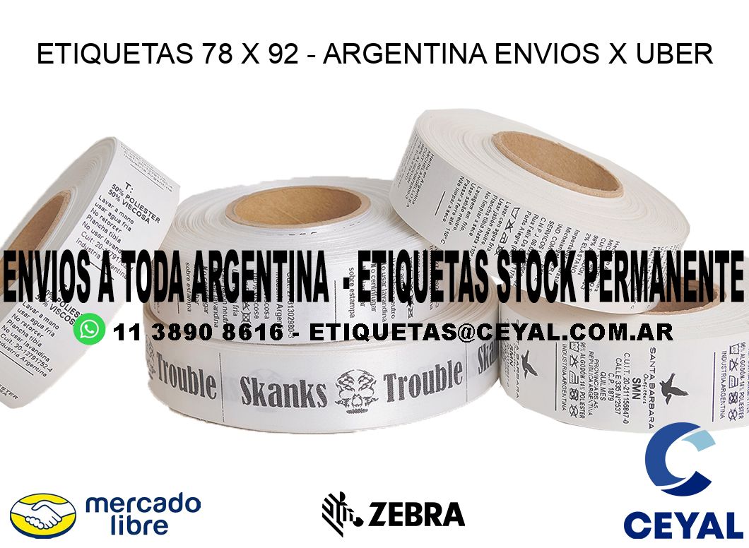 ETIQUETAS 78 x 92 - ARGENTINA ENVIOS X UBER