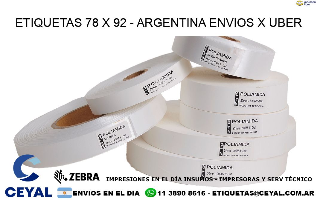 ETIQUETAS 78 x 92 - ARGENTINA ENVIOS X UBER