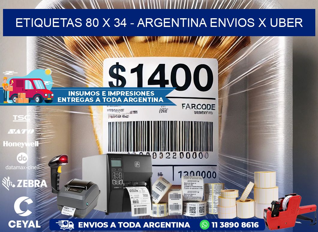 ETIQUETAS 80 x 34 - ARGENTINA ENVIOS X UBER