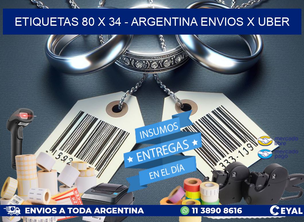 ETIQUETAS 80 x 34 - ARGENTINA ENVIOS X UBER