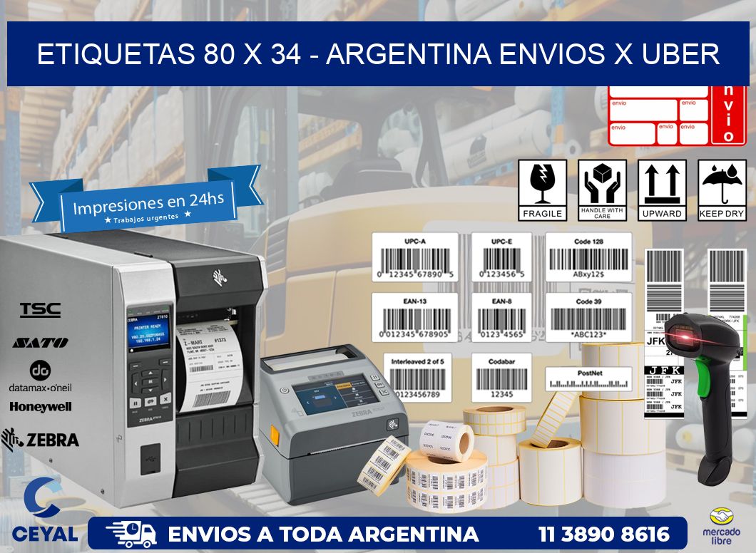 ETIQUETAS 80 x 34 - ARGENTINA ENVIOS X UBER