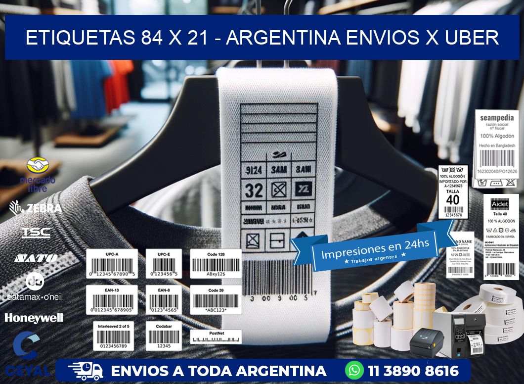 ETIQUETAS 84 x 21 - ARGENTINA ENVIOS X UBER