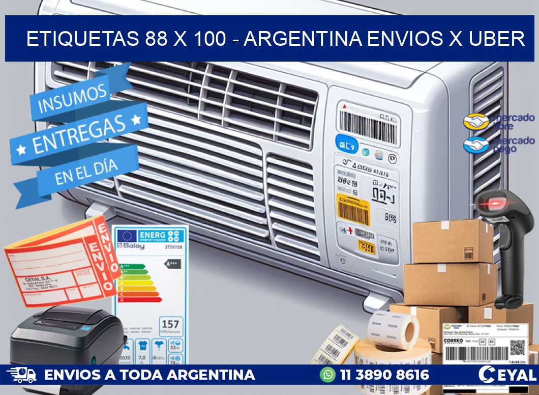 ETIQUETAS 88 x 100 - ARGENTINA ENVIOS X UBER