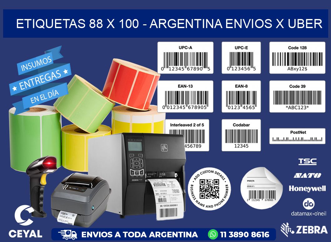 ETIQUETAS 88 x 100 - ARGENTINA ENVIOS X UBER