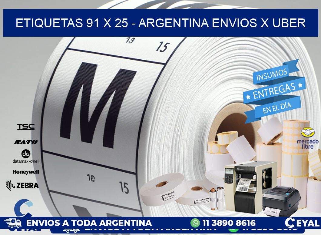 ETIQUETAS 91 x 25 - ARGENTINA ENVIOS X UBER