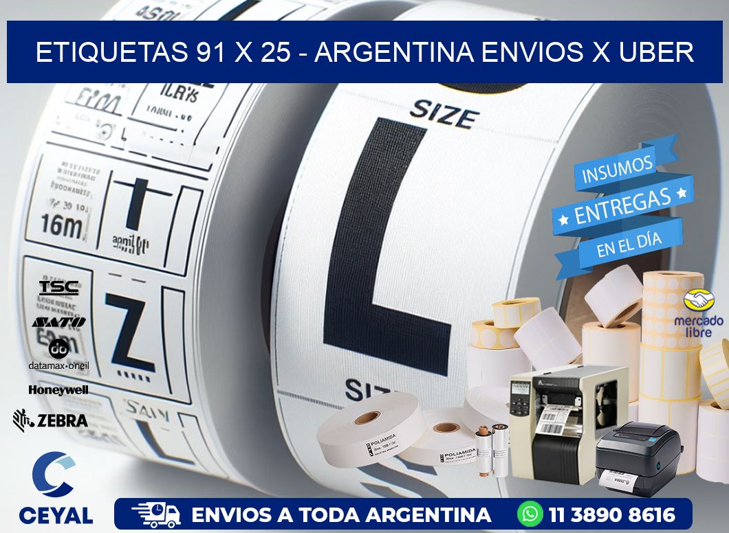 ETIQUETAS 91 x 25 - ARGENTINA ENVIOS X UBER