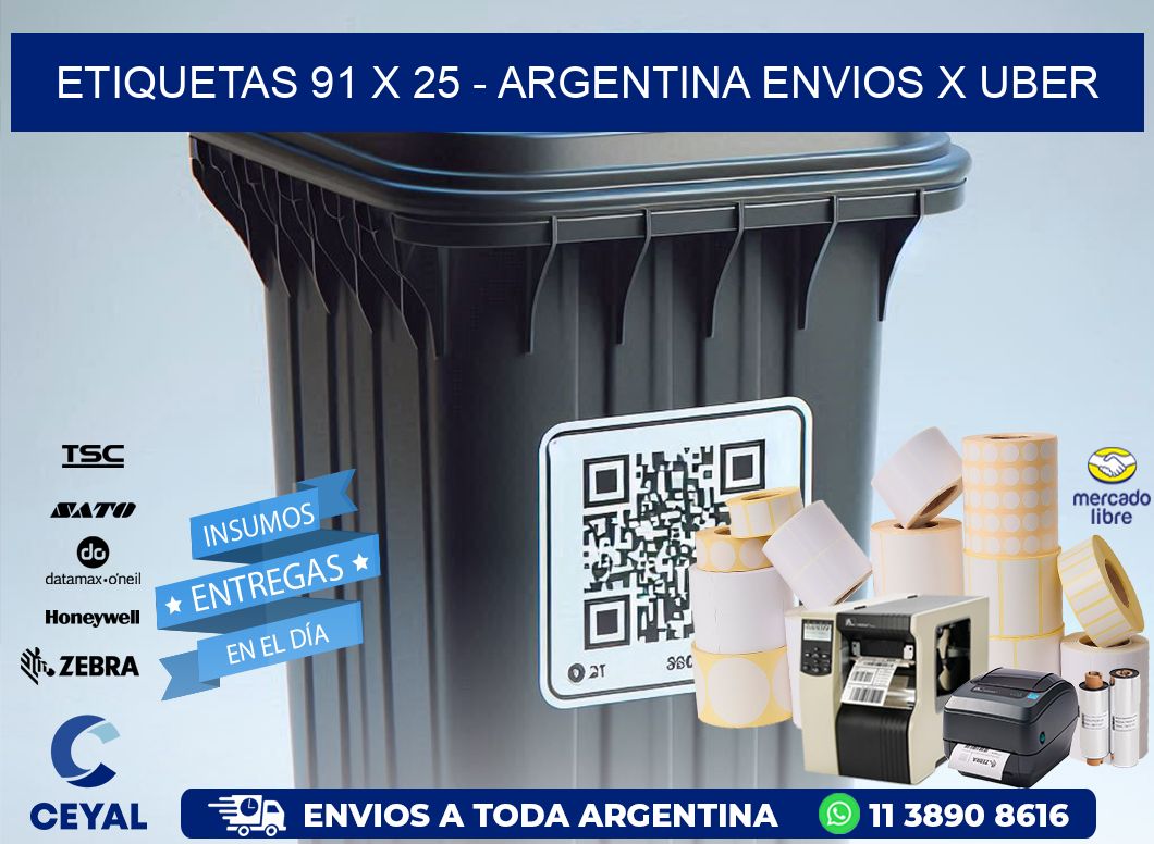 ETIQUETAS 91 x 25 - ARGENTINA ENVIOS X UBER