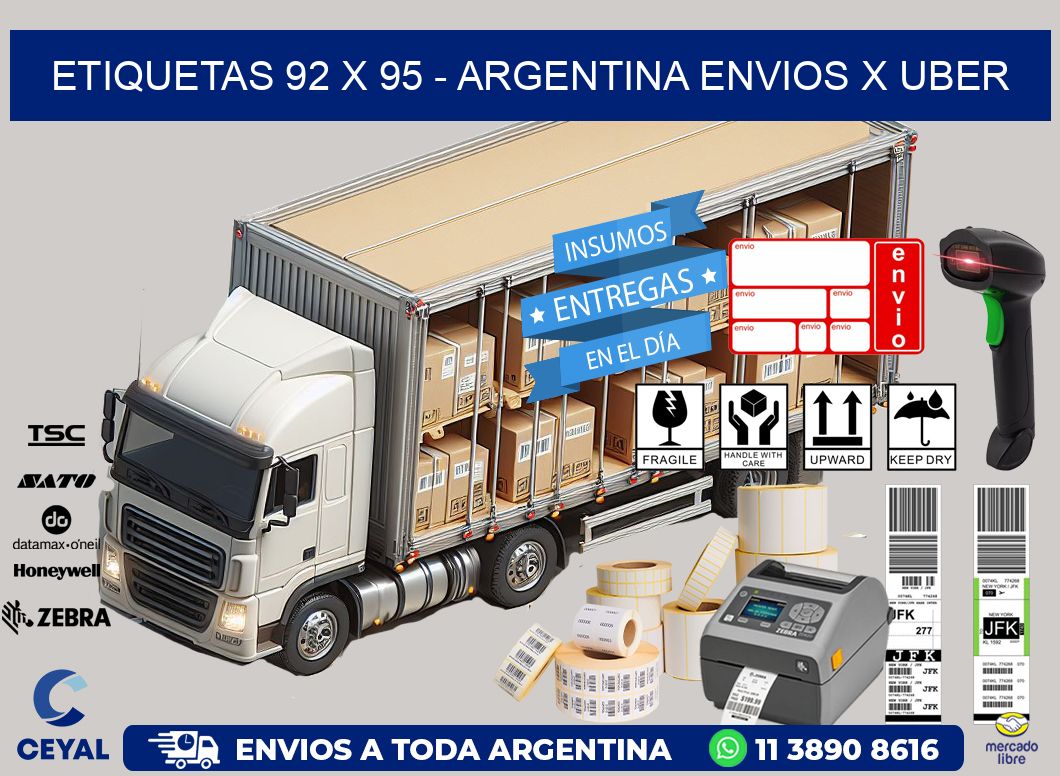 ETIQUETAS 92 x 95 - ARGENTINA ENVIOS X UBER