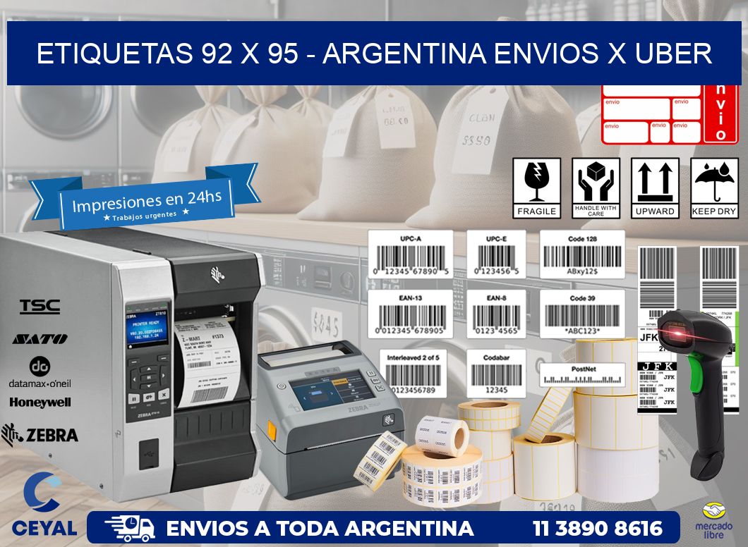 ETIQUETAS 92 x 95 - ARGENTINA ENVIOS X UBER