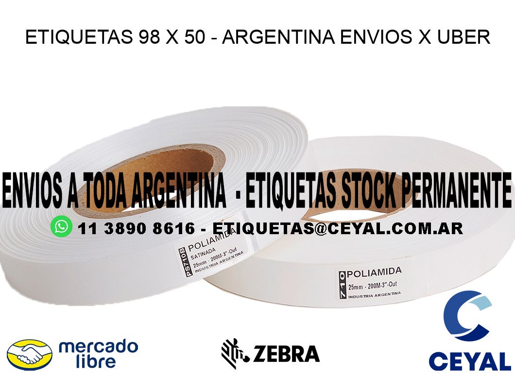 ETIQUETAS 98 x 50 - ARGENTINA ENVIOS X UBER