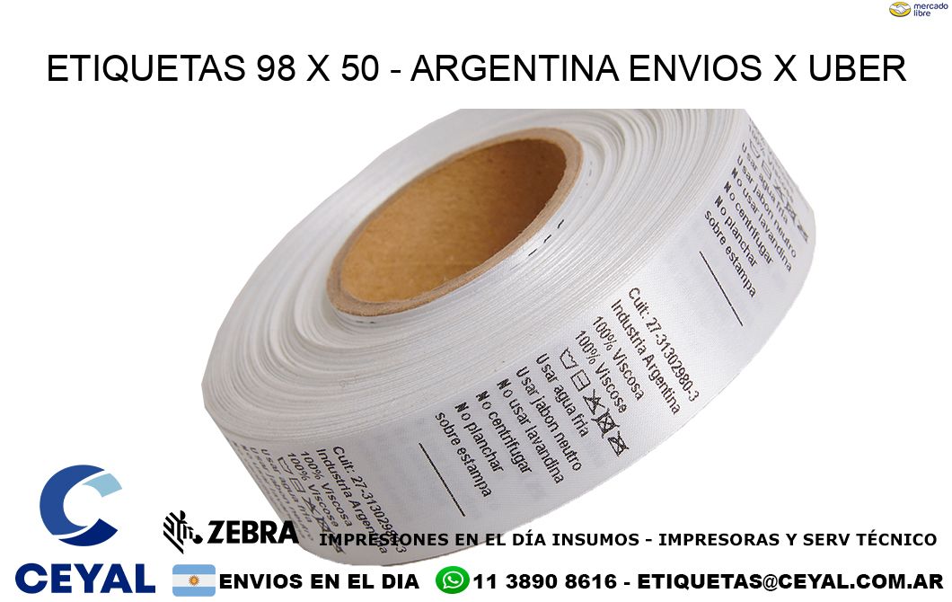 ETIQUETAS 98 x 50 - ARGENTINA ENVIOS X UBER