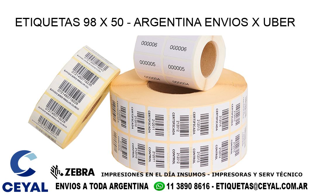 ETIQUETAS 98 x 50 - ARGENTINA ENVIOS X UBER