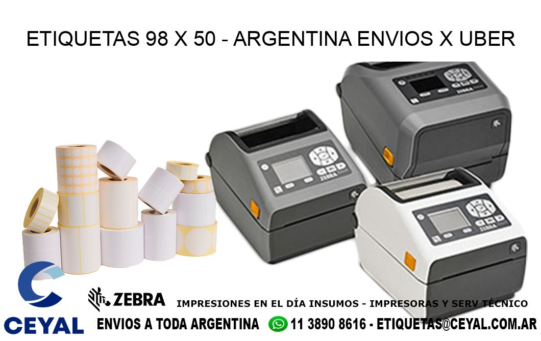 ETIQUETAS 98 x 50 - ARGENTINA ENVIOS X UBER