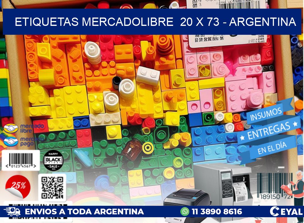 ETIQUETAS MERCADOLIBRE  20 x 73 - ARGENTINA