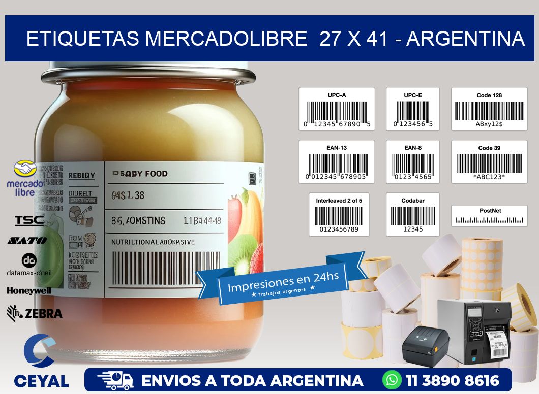 ETIQUETAS MERCADOLIBRE  27 x 41 - ARGENTINA