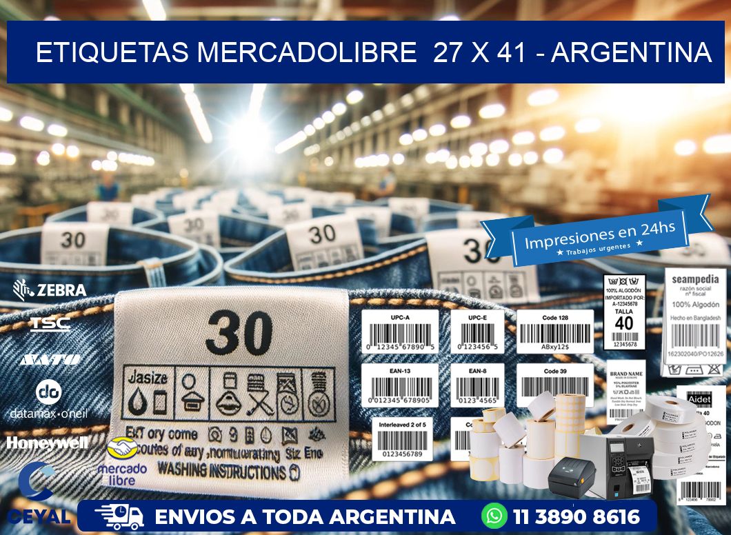 ETIQUETAS MERCADOLIBRE  27 x 41 - ARGENTINA