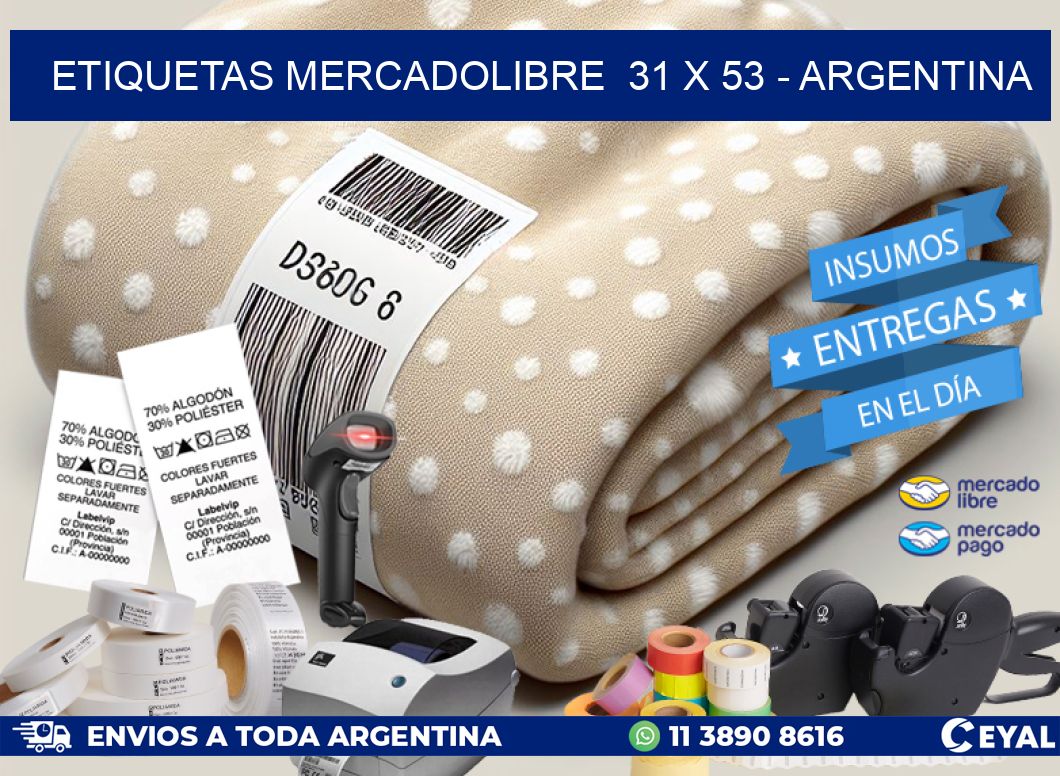 ETIQUETAS MERCADOLIBRE  31 x 53 – ARGENTINA