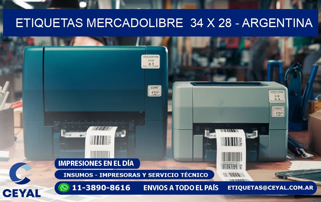 ETIQUETAS MERCADOLIBRE  34 x 28 - ARGENTINA