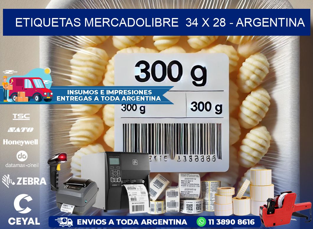 ETIQUETAS MERCADOLIBRE  34 x 28 - ARGENTINA