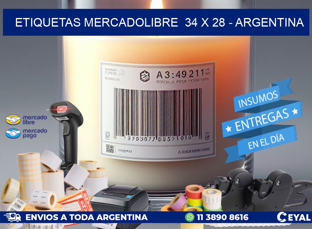 ETIQUETAS MERCADOLIBRE  34 x 28 - ARGENTINA