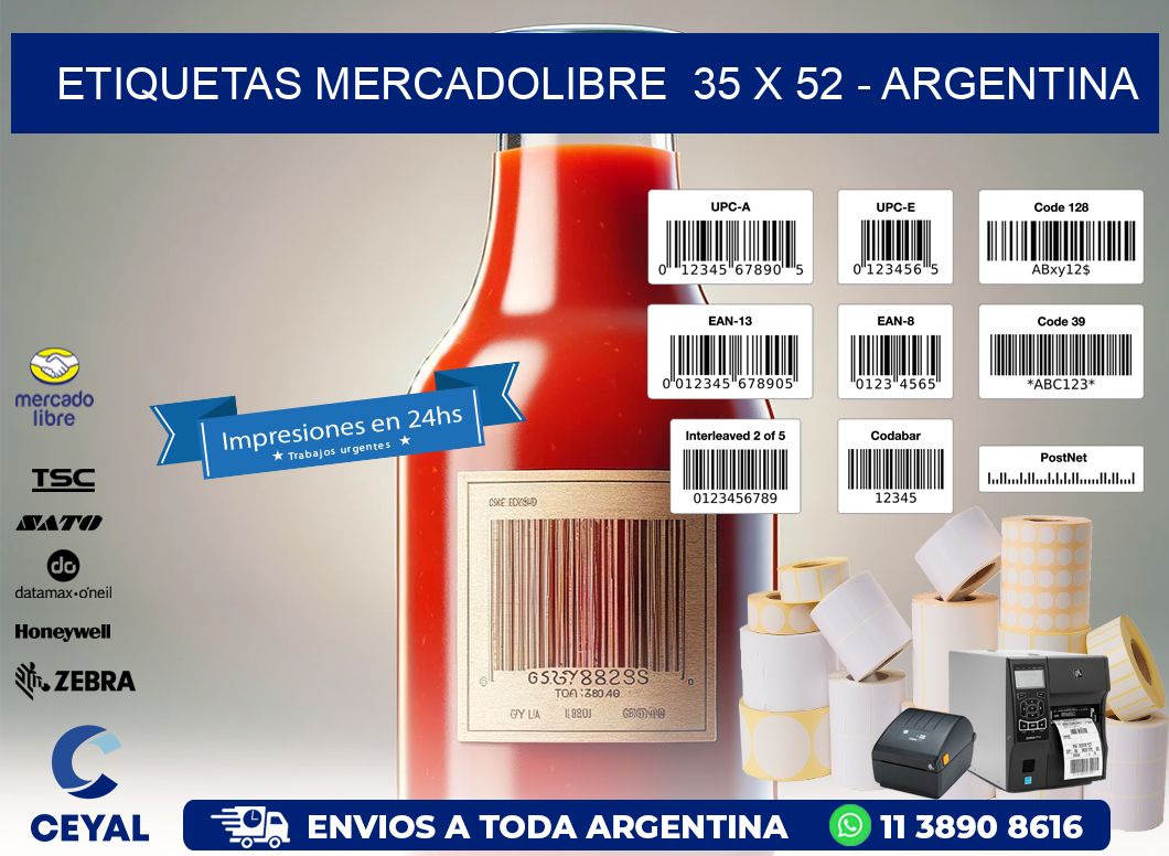 ETIQUETAS MERCADOLIBRE  35 x 52 - ARGENTINA